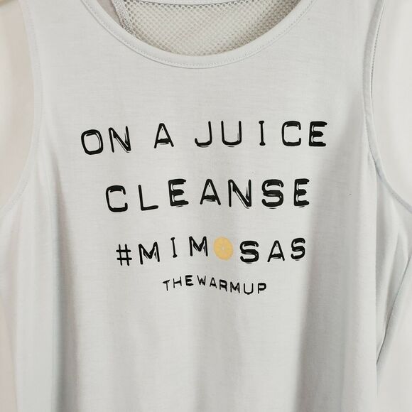 Jessica Simpson The Warm Up Split Back Graphic Tank Top Glowing White Size M - Picture 10 of 10